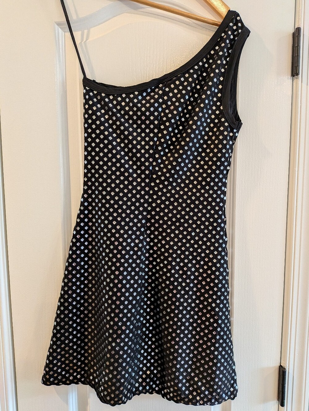Lip Service Vintage 90s Punk Goth Studded Black One Shoulder Mini Dress Size M - Picture 7 of 11